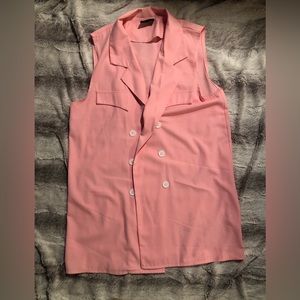 The Moon oversized pink vest dress, white buttons